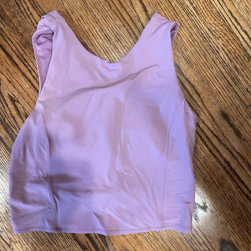 Lululemon purple tank with built in bra and asymmetrical open back